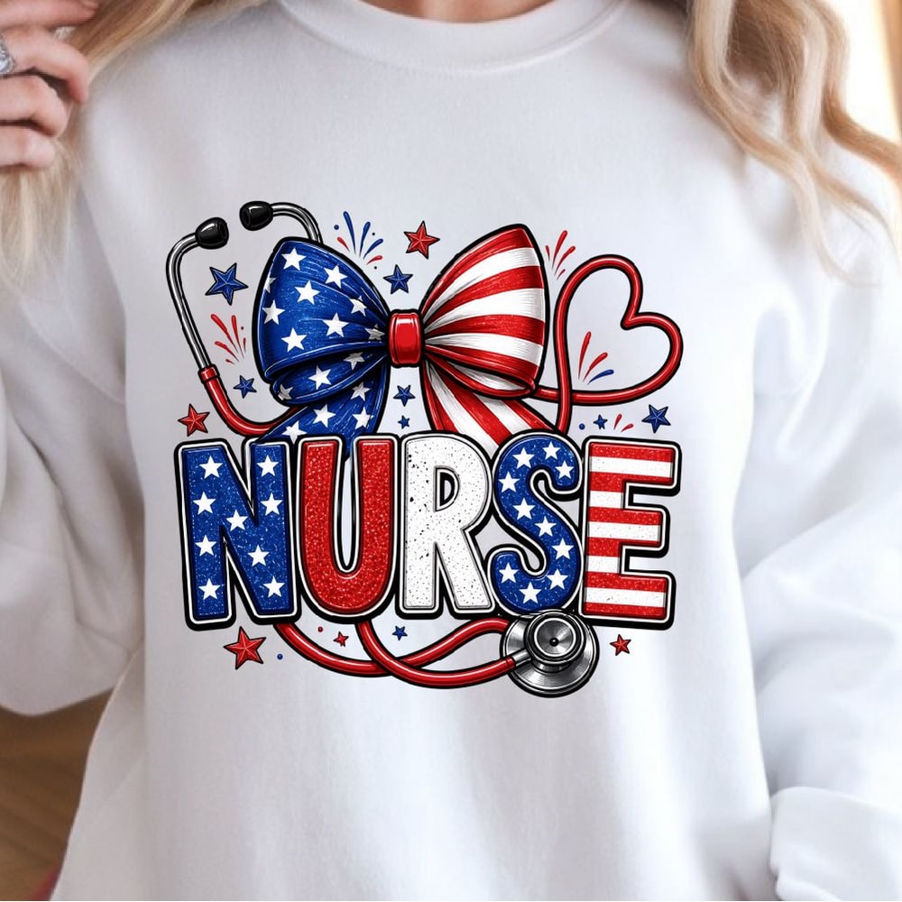Patriotic Nurse 4th Of July Gift Red White Blue Nurse Appreciation Decor Ornament 0