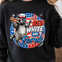 red white feral raccoon funny decor – patriotic animal meme gift ornament
