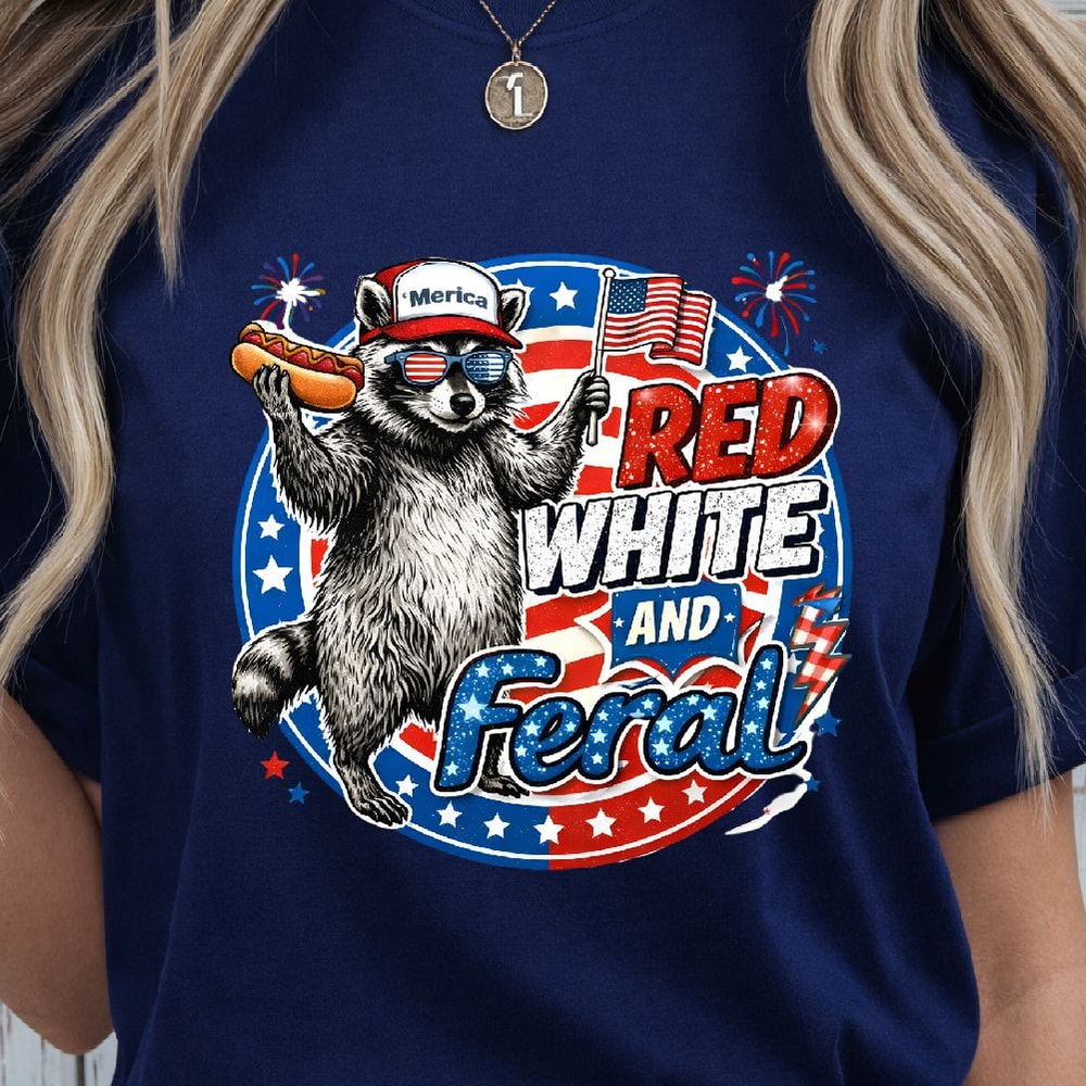 Red White Feral Raccoon Funny Decor Patriotic Animal Meme Gift Ornament 3