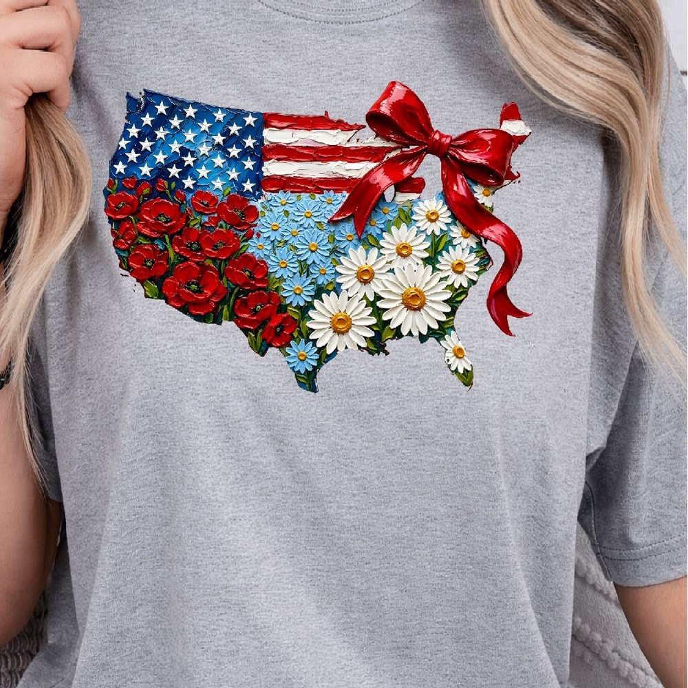 4th Of July Flower Coquette Patriotic Design Red White Blue Aesthetic Independence Day TShirt Grap 1