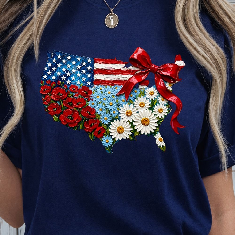 4th Of July Flower Coquette Patriotic Design Red White Blue Aesthetic Independence Day TShirt Grap 3
