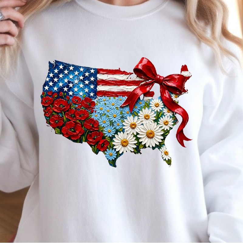 4th Of July Flower Coquette Patriotic Design Red White Blue Aesthetic Independence Day TShirt Grap 4