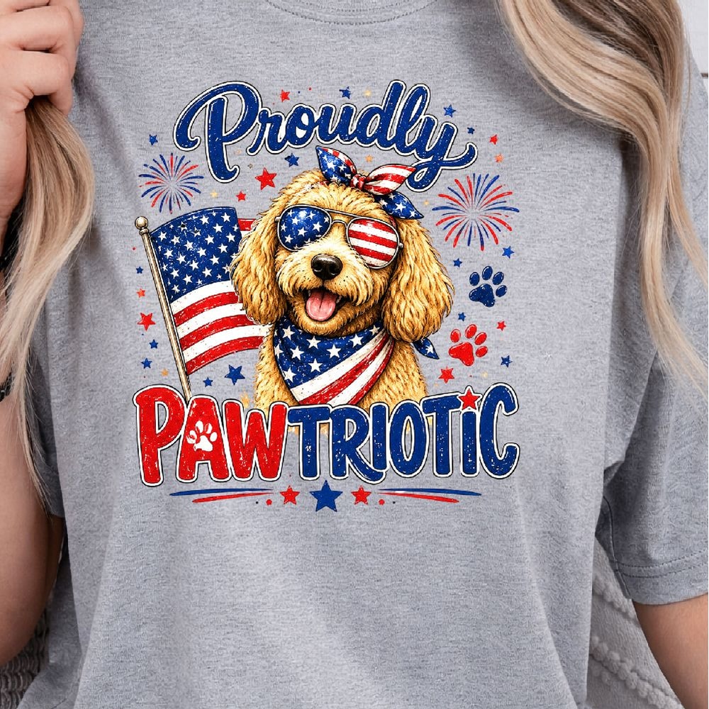 4th Of July Goldendoodle Patriotic Dog Design Red White Blue Independence Day TShirt Graphic 1