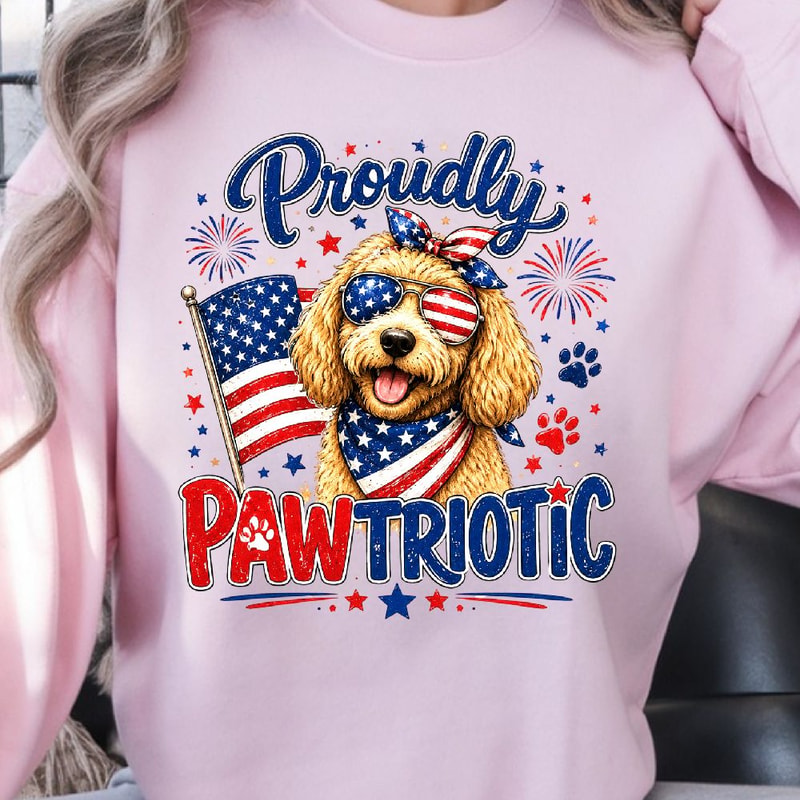 4th Of July Goldendoodle Patriotic Dog Design Red White Blue Independence Day TShirt Graphic 2