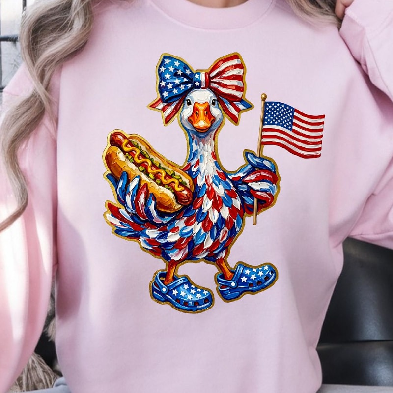 4th Of July Goose Patriotic Design Red White Blue Funny Independence Day TShirt Graphic 3