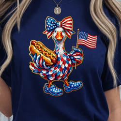 4th of july goose patriotic design – red white blue funny independence day t-shirt graphic