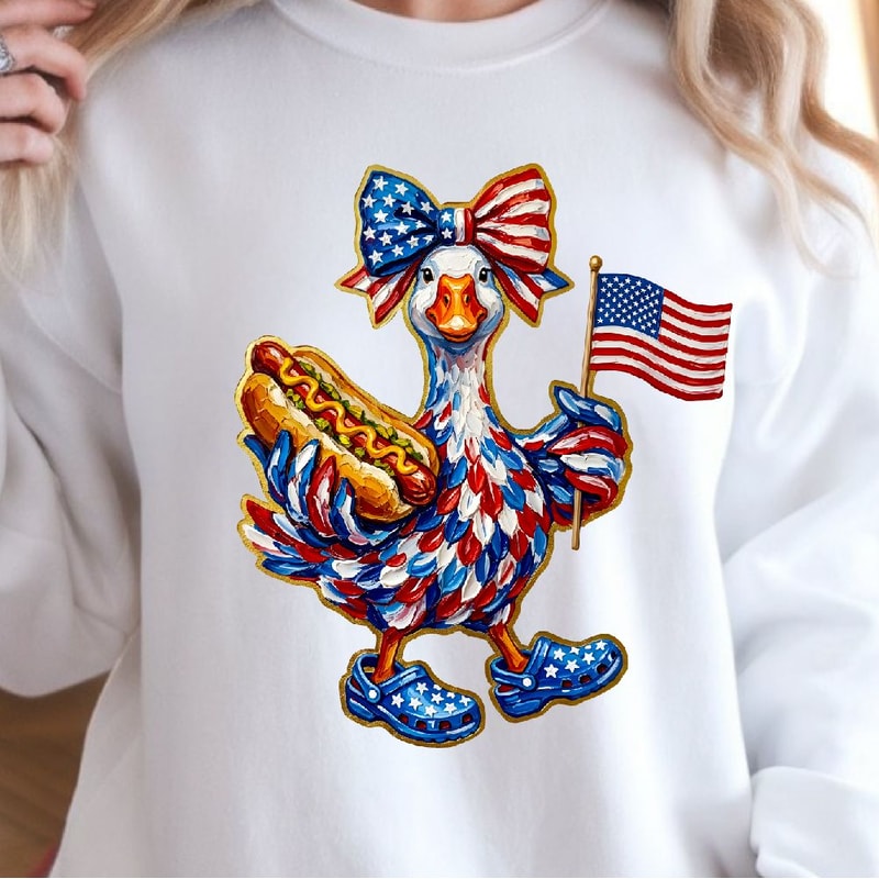 4th Of July Goose Patriotic Design Red White Blue Funny Independence Day TShirt Graphic 4