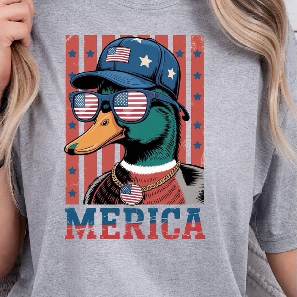 4th Of July Mallard Duck Patriotic Design Red White Blue Independence Day TShirt Graphic 1