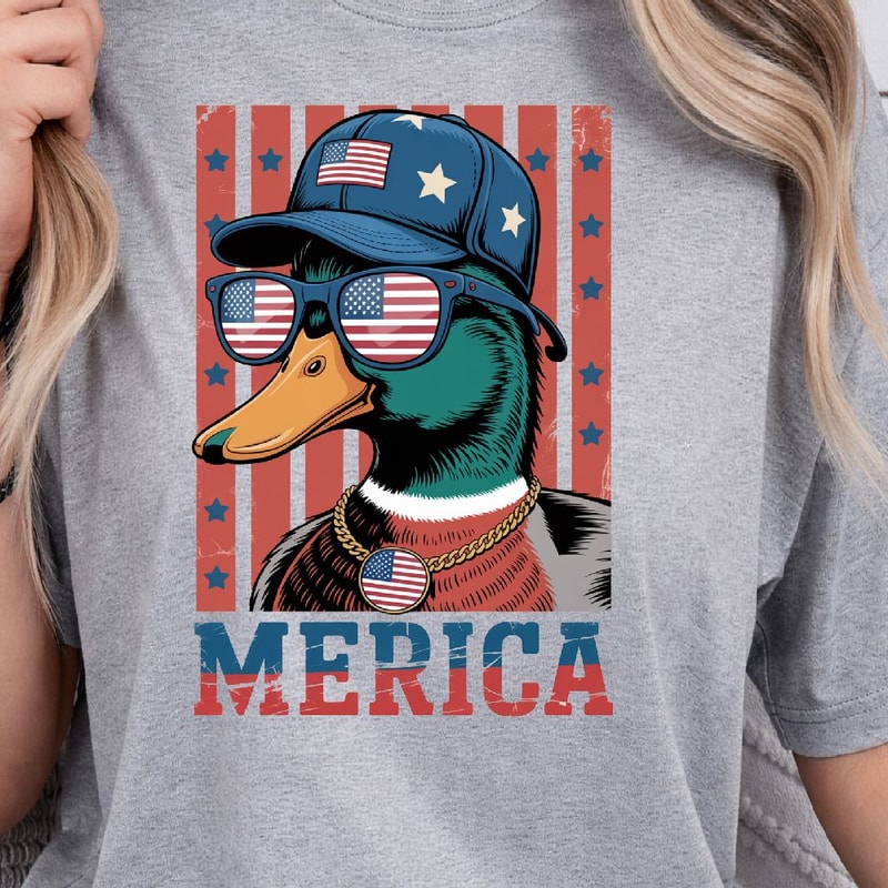 4th Of July Mallard Duck Patriotic Design Red White Blue Independence Day TShirt Graphic 1