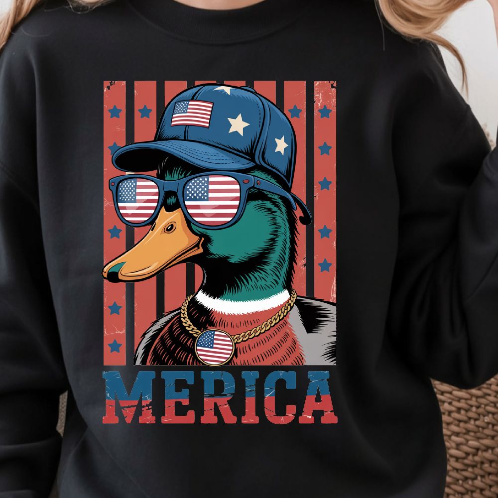 4th Of July Mallard Duck Patriotic Design Red White Blue Independence Day TShirt Graphic 2