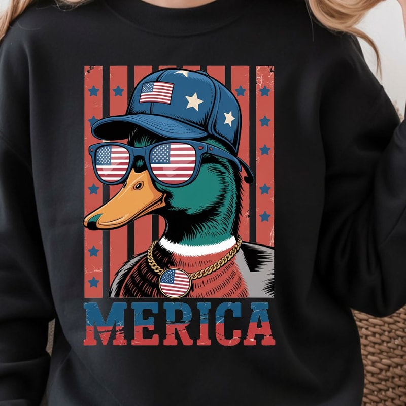 4th Of July Mallard Duck Patriotic Design Red White Blue Independence Day TShirt Graphic 2