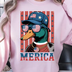 4th of july mallard duck patriotic design – red white blue independence day t-shirt graphic