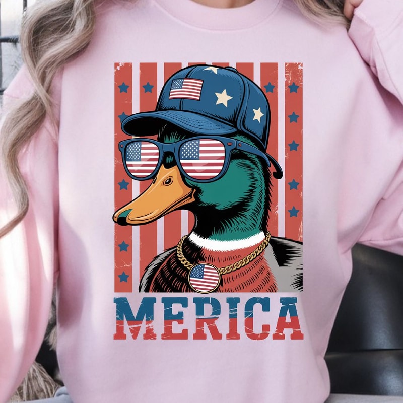 4th Of July Mallard Duck Patriotic Design Red White Blue Independence Day TShirt Graphic 0