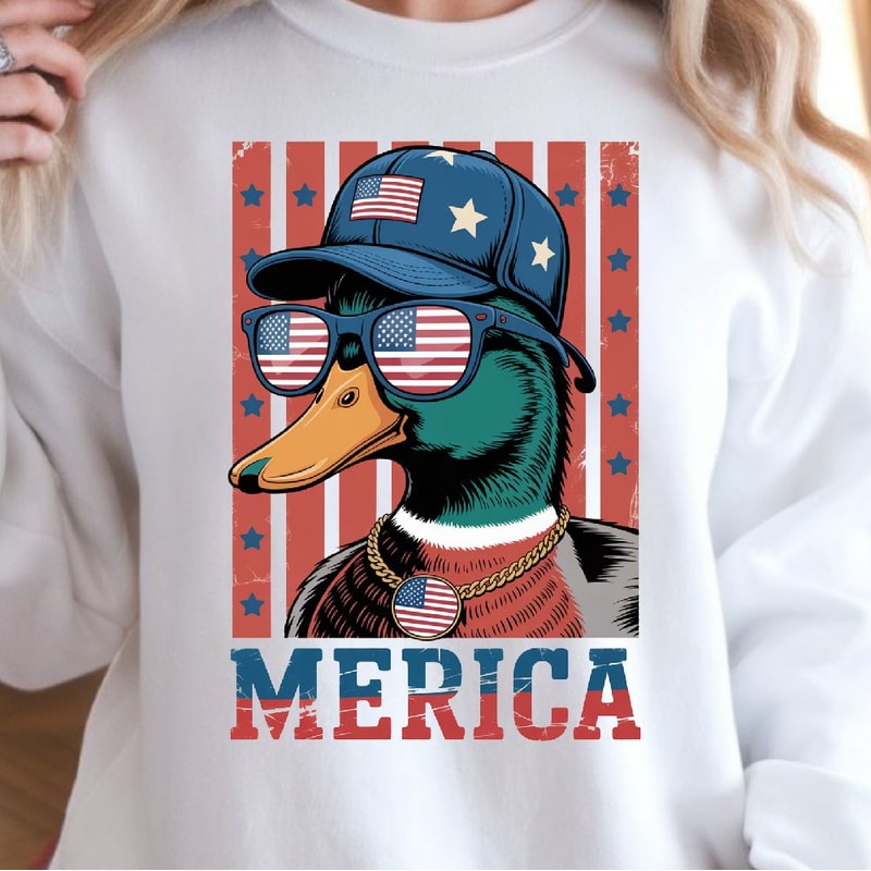 4th Of July Mallard Duck Patriotic Design Red White Blue Independence Day TShirt Graphic 4
