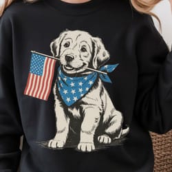 4th of july patriotic puppy t-shirt design – red white blue independence day dog graphic tee