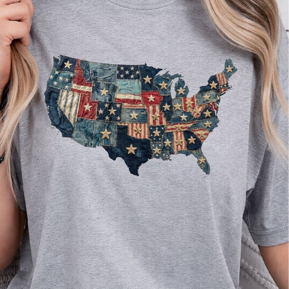 4th Of July Faux Patriotic Design Red White Blue Independence Day TShirt Graphic 1