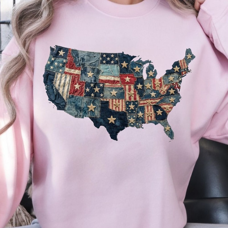 4th Of July Faux Patriotic Design Red White Blue Independence Day TShirt Graphic 0