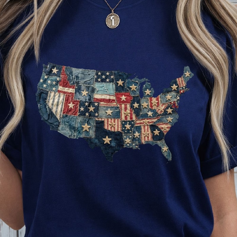 4th Of July Faux Patriotic Design Red White Blue Independence Day TShirt Graphic 3