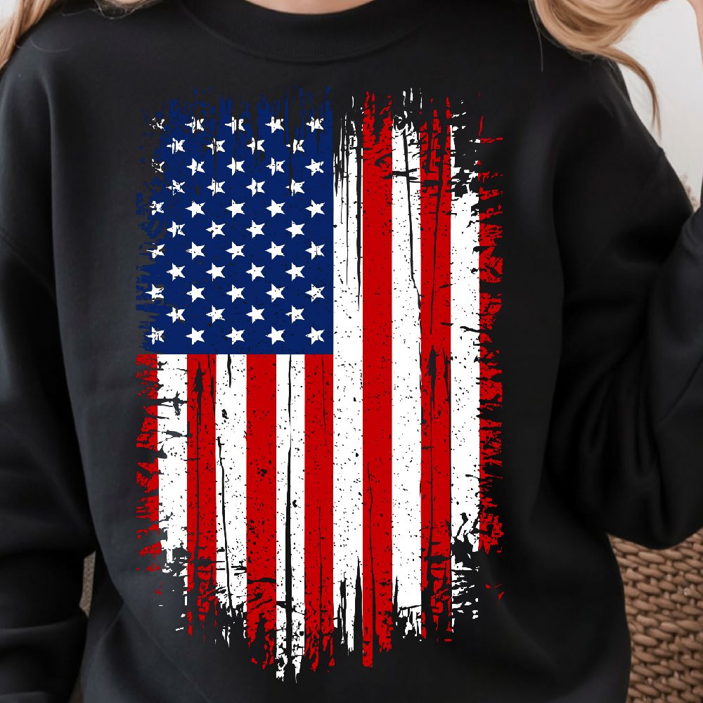 Grunge American Flag 4th Of July TShirt Design Distressed Patriotic Red White Blue USA Graphic Tee 0