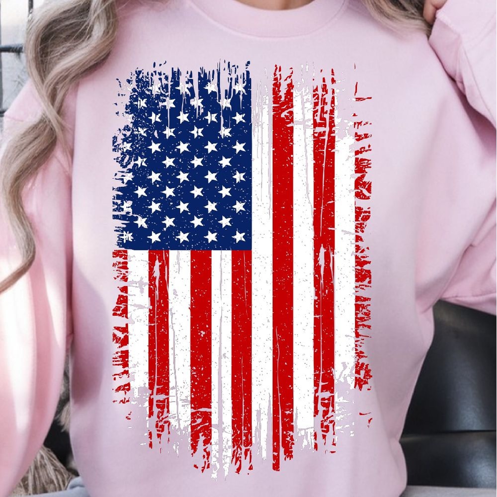 Grunge American Flag 4th Of July TShirt Design Distressed Patriotic Red White Blue USA Graphic Tee 3