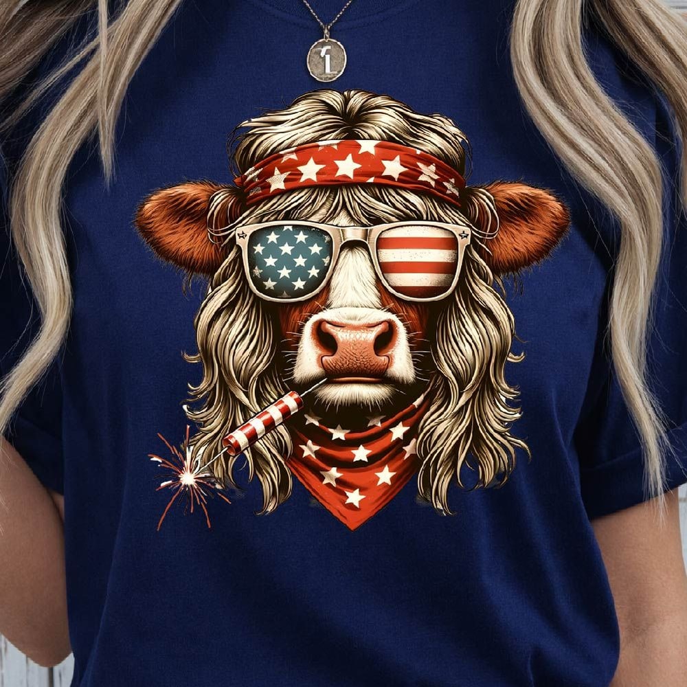 4th Of July Heifer Patriotic Cow Graphic Tee 1