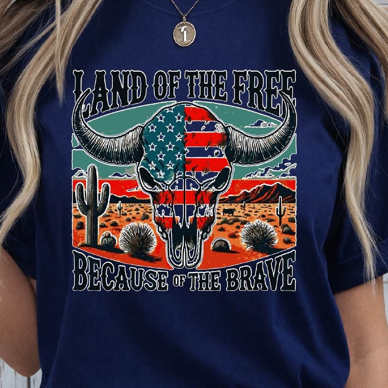 Land Of The Free 4th Of July Patriotic Graphic Tee 1