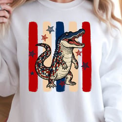patriotic gator striped 4th of july graphic tee