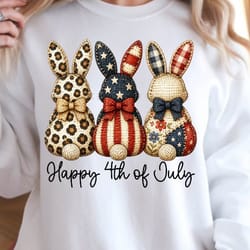 patchwork bunny happy 4th of july graphic tee