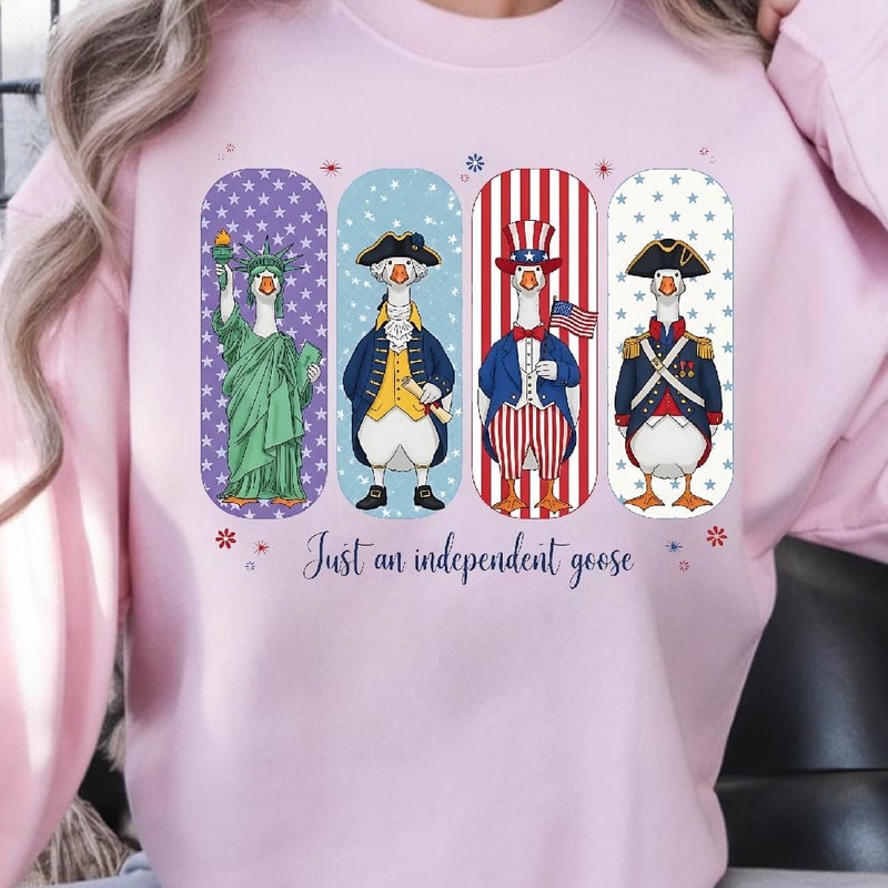 Patriotic Goose 4th Of July Graphic Tee 0