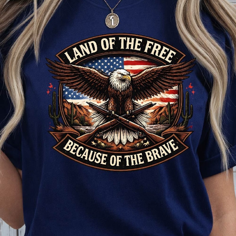 USA 4th Of July Eagle Land Patriotic Graphic Tee 1