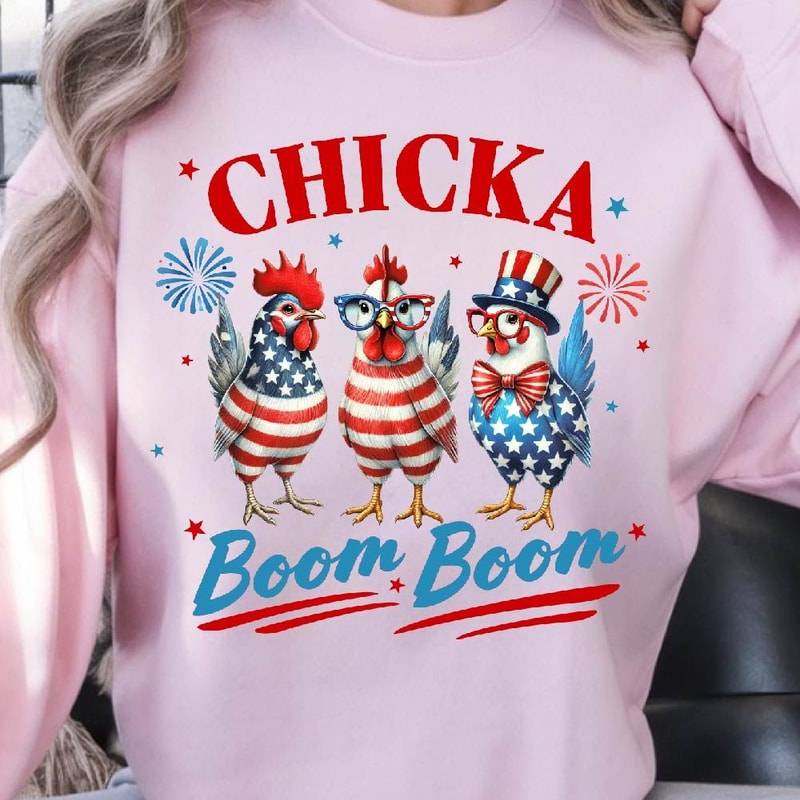 Patriotic Chicken USA Merica 4th Of July Graphic Tee 0