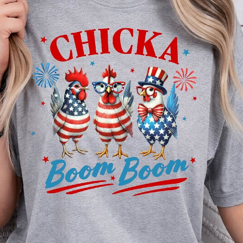 Patriotic Chicken USA Merica 4th Of July Graphic Tee 3