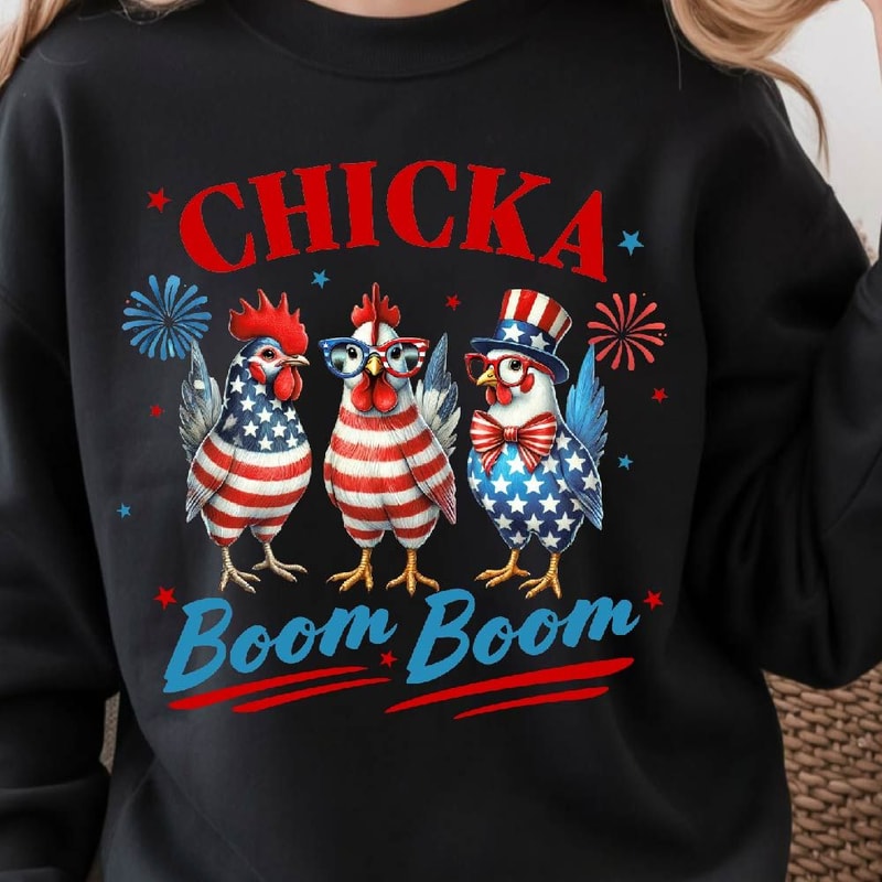 Patriotic Chicken USA Merica 4th Of July Graphic Tee 4