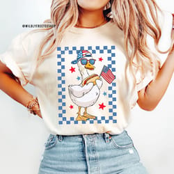 patriotic goose american flag 4th of july graphic tee