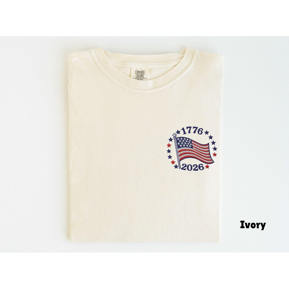 Embroidered America USA 250 Years Patriotic 4th Of July Shirt 4