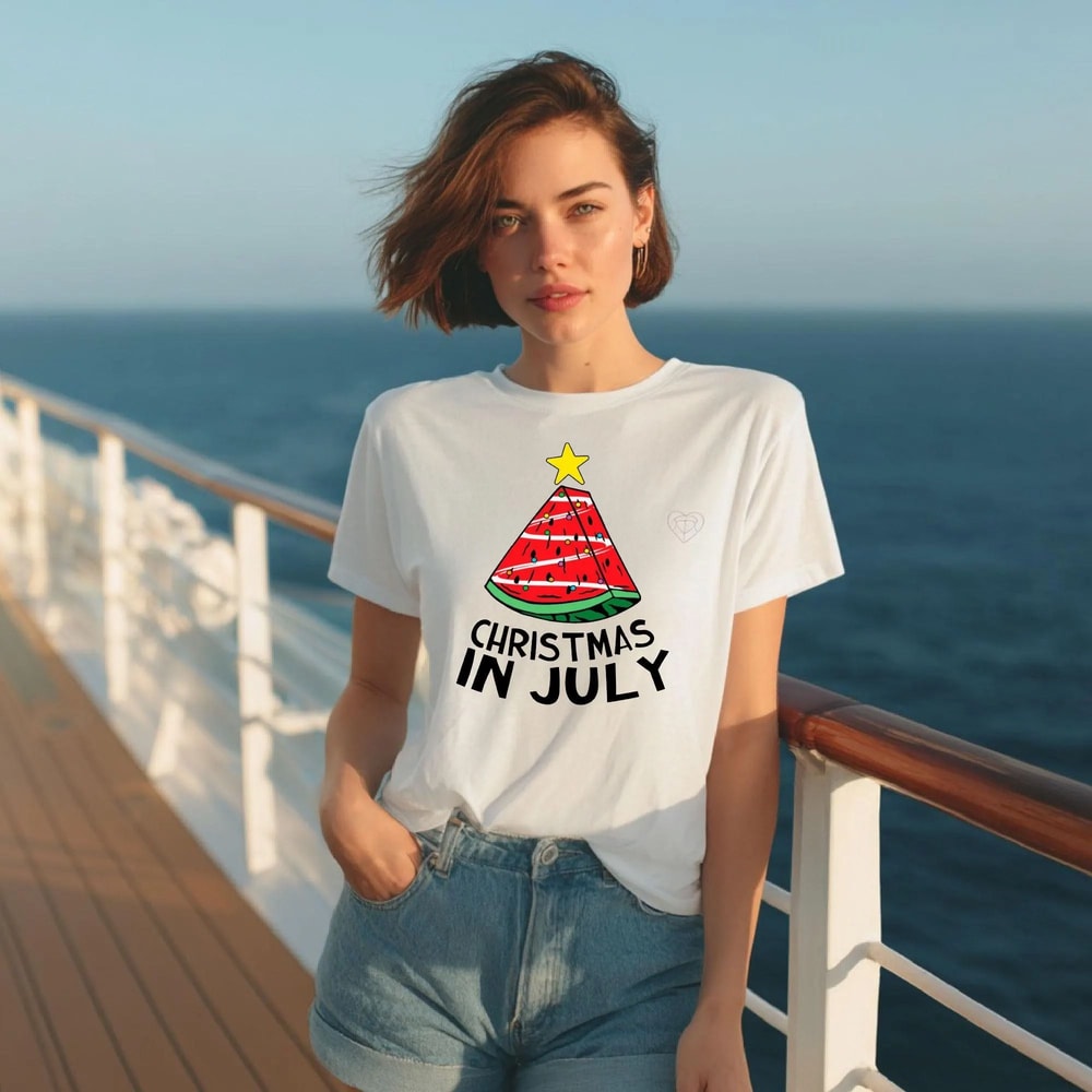 Christmas In July Watermelon Summer Party Holiday Graphic Tee 0