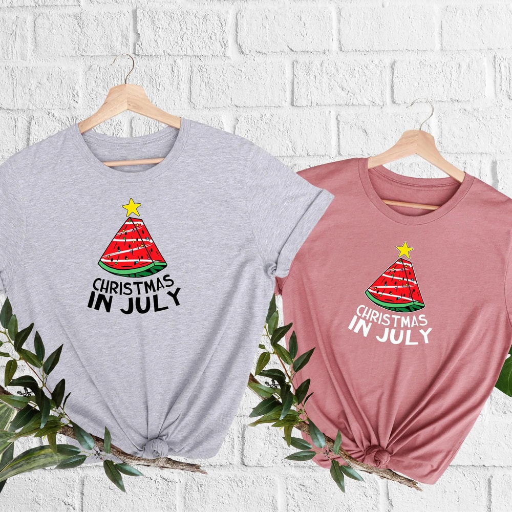 Christmas In July Watermelon Summer Party Holiday Graphic Tee 2