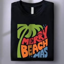 merry beach mas christmas in july summer vacation graphic tee