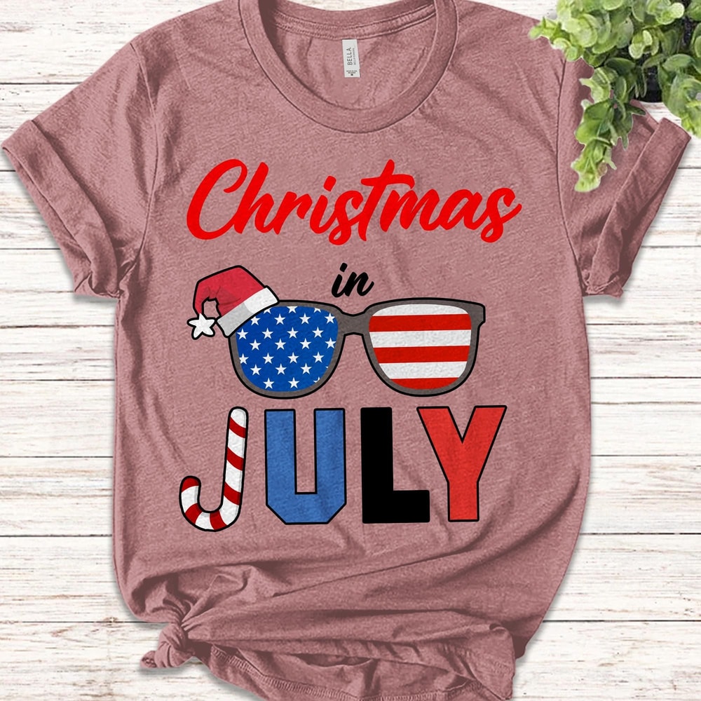Funny Summer Santa Christmas In July Beach Vacation Graphic TShirt 1