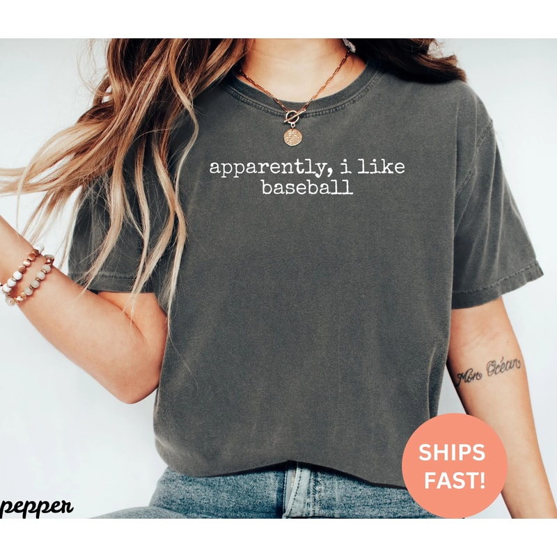 Apparently I Like Baseball Funny Trendy Womens Graphic Tee 1