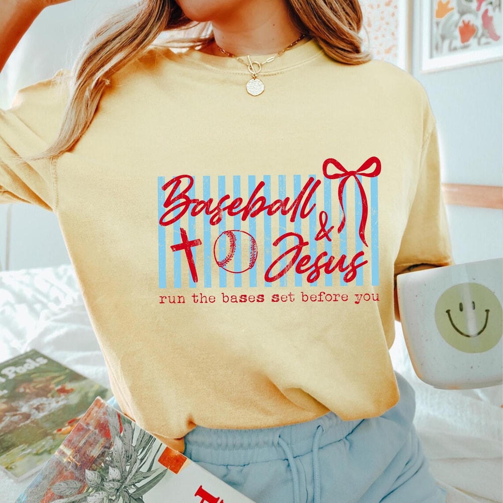 Baseball And Jesus Shirt Christian Baseball Mom Tee Faith Based Game Day Shirt For Women 0