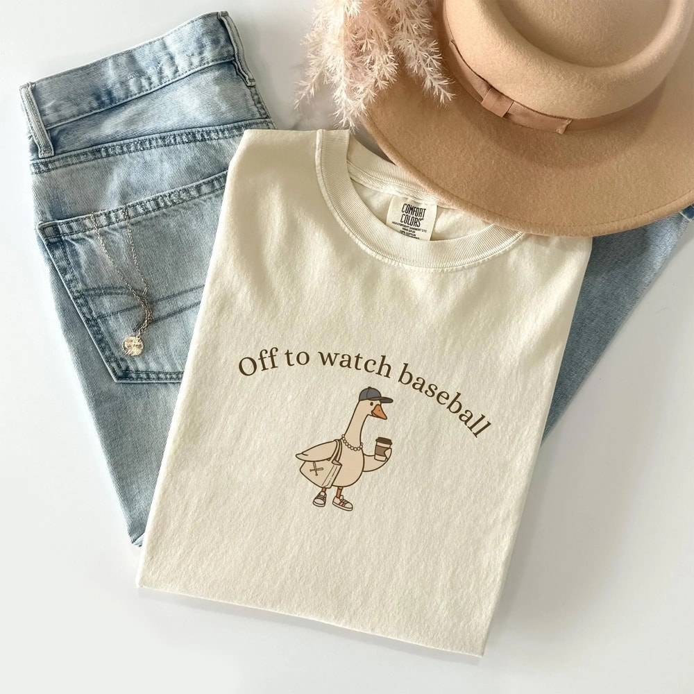 Off To Watch Baseball Goose Shirt Funny Baseball Mom Tee Retro Game Day Baseball Mama Gift 2
