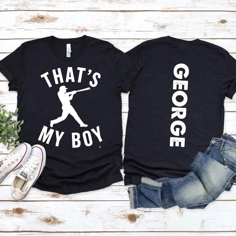Custom Thats My Boy Baseball Mom Shirt Personalized Game Day Gift Tee For Mom And Dad 0
