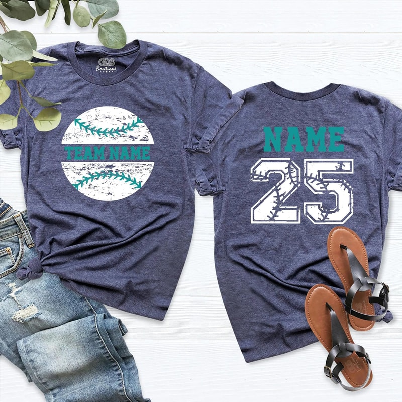 Custom Teal Baseball Mom Shirt Personalized Team Name Number Baseball Tee Aqua Game Day Shirt 2