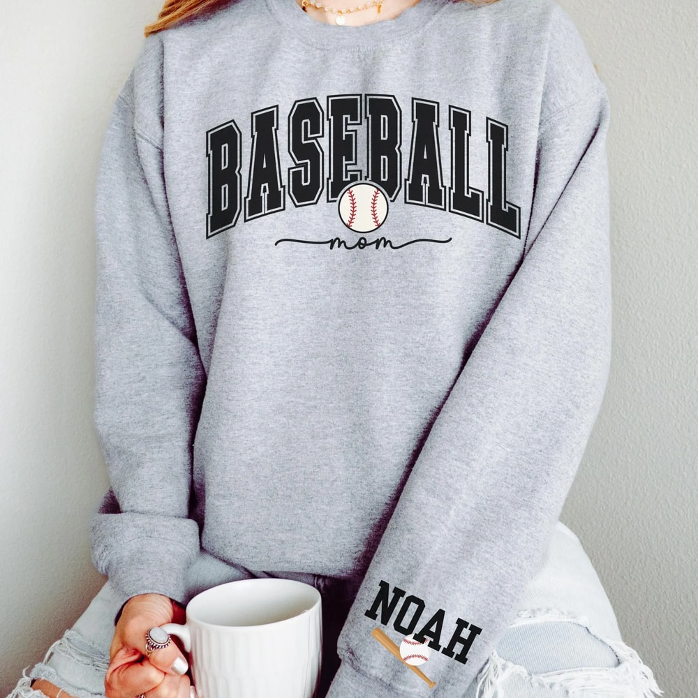 Personalized Baseball Mom Shirt Custom Baseball Sleeve Name Tee Baseball Season Gift For Mom 5
