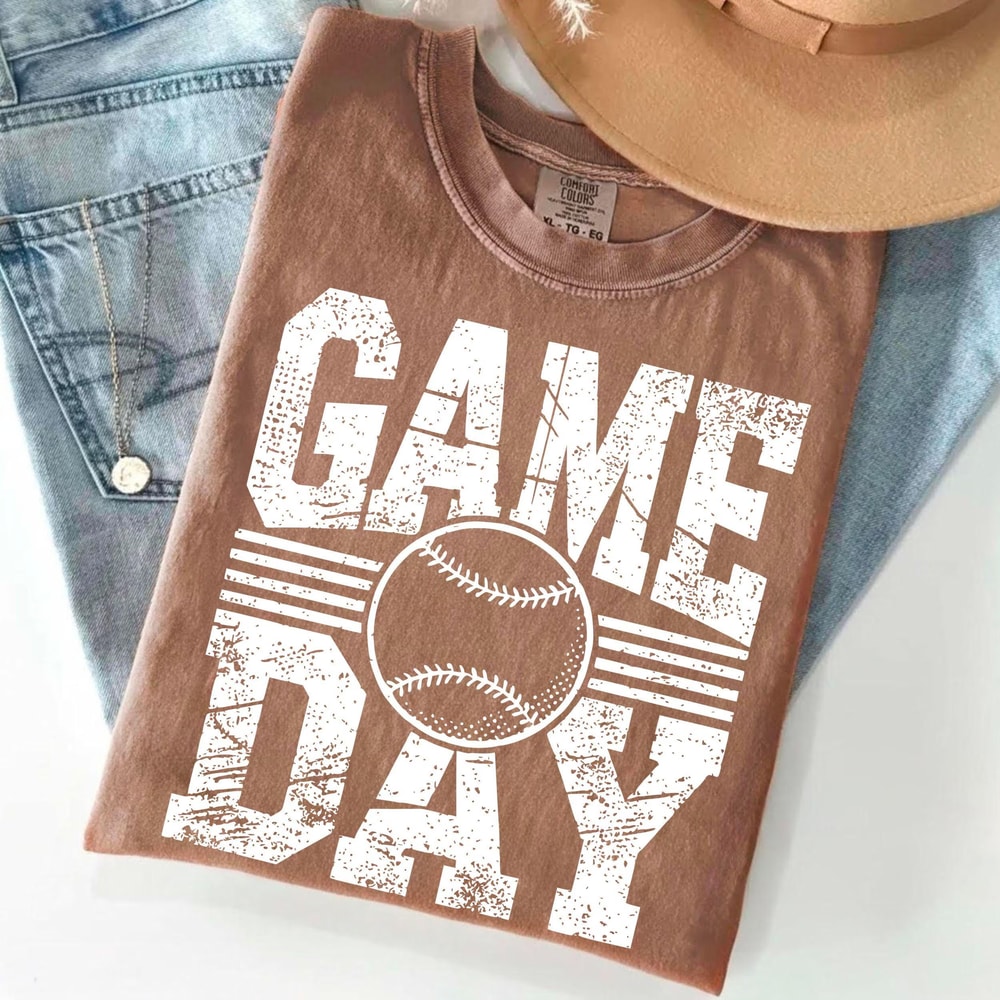 Baseball Game Day Shirt Vintage Softball Mom Tee Fall Sports Shirt For Women 0
