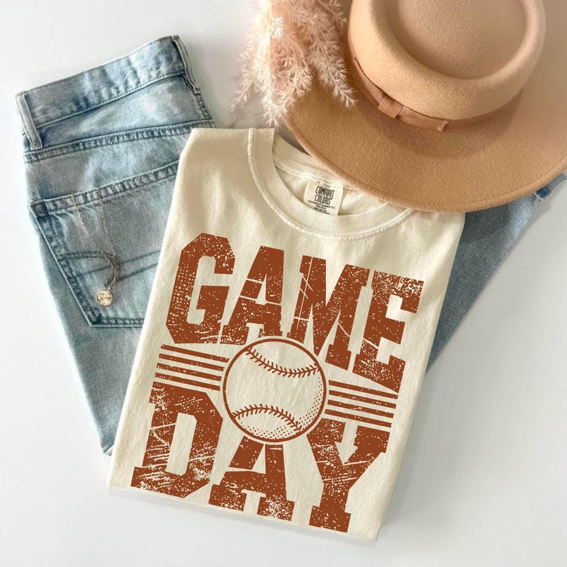 Baseball Game Day Shirt Vintage Softball Mom Tee Fall Sports Shirt For Women 2