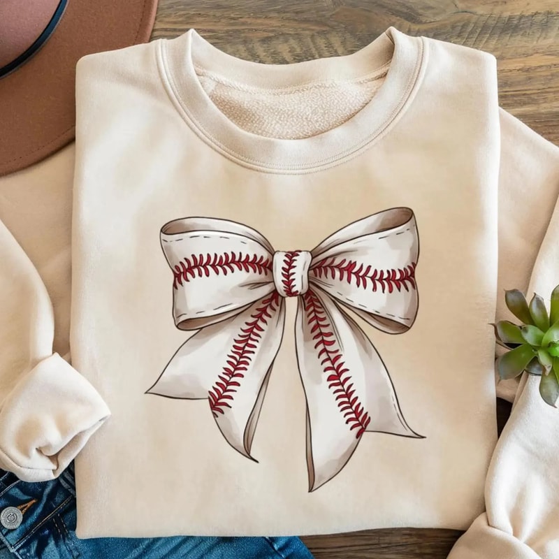 Vintage Baseball Bow TShirt Coquette Baseball Mama Tee Cute Game Day Shirt 0