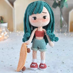 perfect gift for kids and collectors handmade crochet doll with dress and hair wig