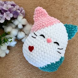 Handmade cat plushie Kitty squishmallow Baby cute gift for kids Cuddly toy romantic for her